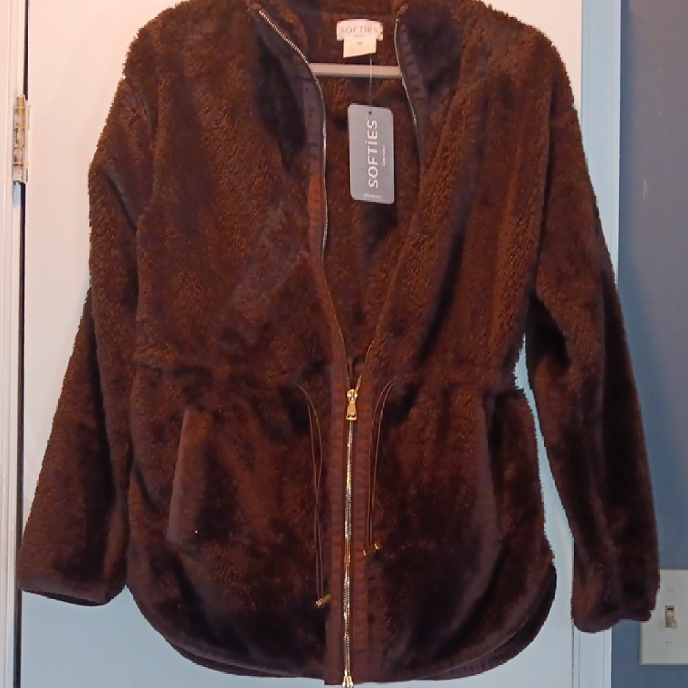 Women's Plush Brown Zip-Up Jacket